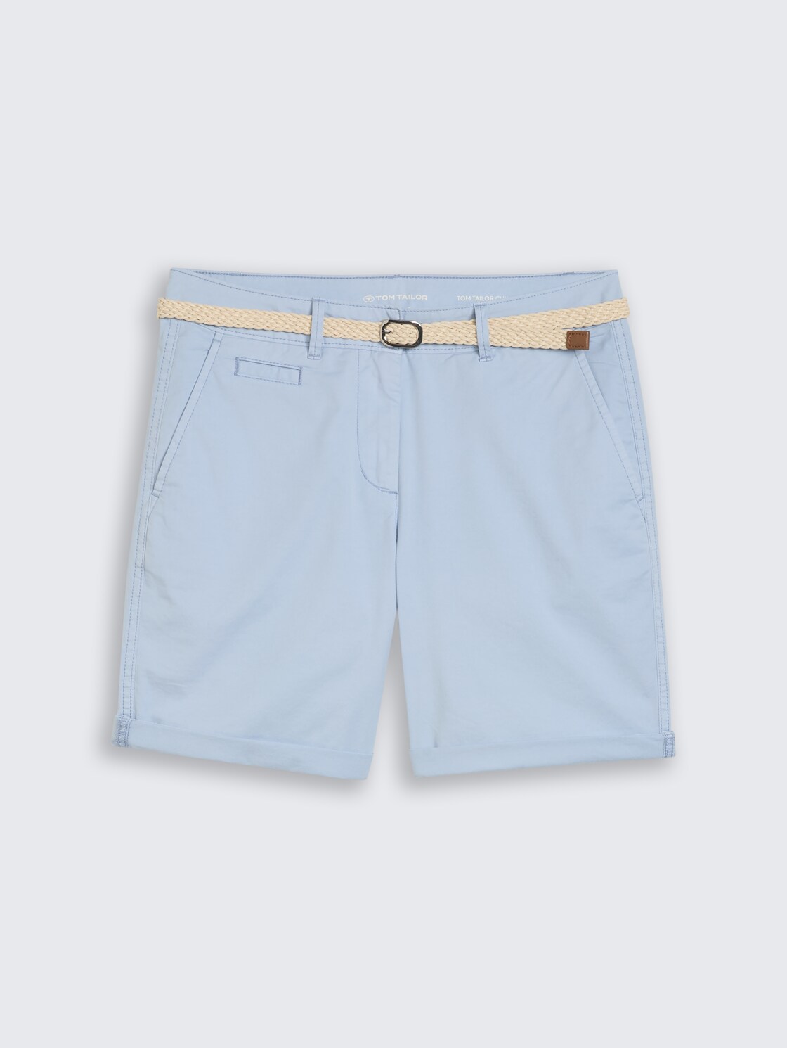 Chino Bermuda Shorts mit Gürtel - Kentucky Blue - Vorder-Produkt-Ansicht