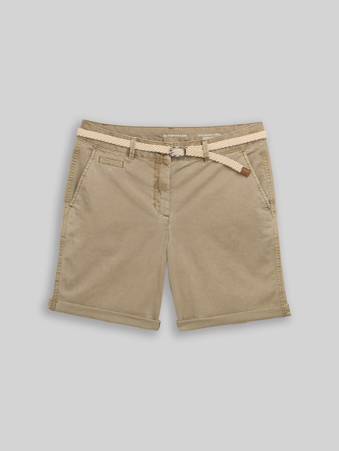 Chino Bermuda Shorts mit Gürtel von Women, Silver Olive
