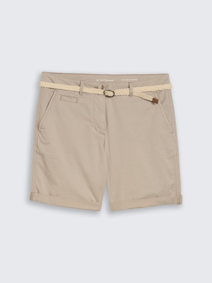Chino Bermuda Shorts mit Gürtel von Women, soft taupe grey