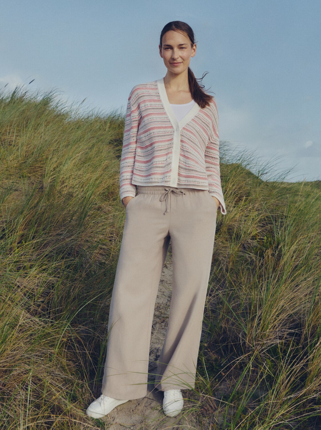 Loose wide fit trousers - soft taupe grey