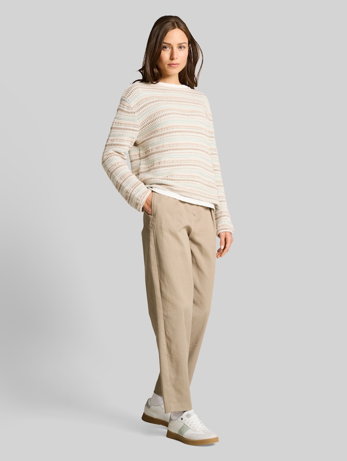 Cropped barrel broek door Women, soft taupe grey