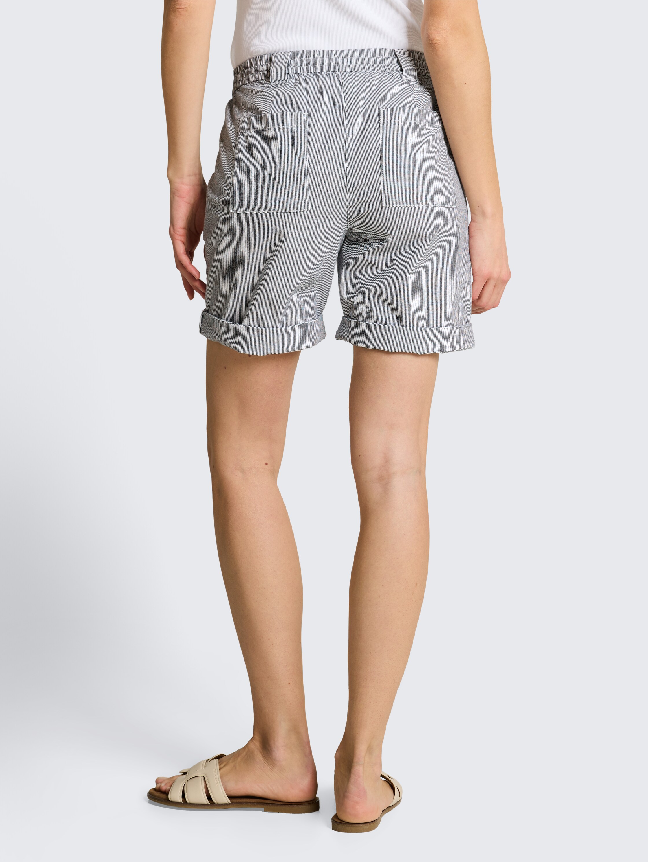Chino Bermuda shorts with drawstring - delicate_navy_white_stripe - 