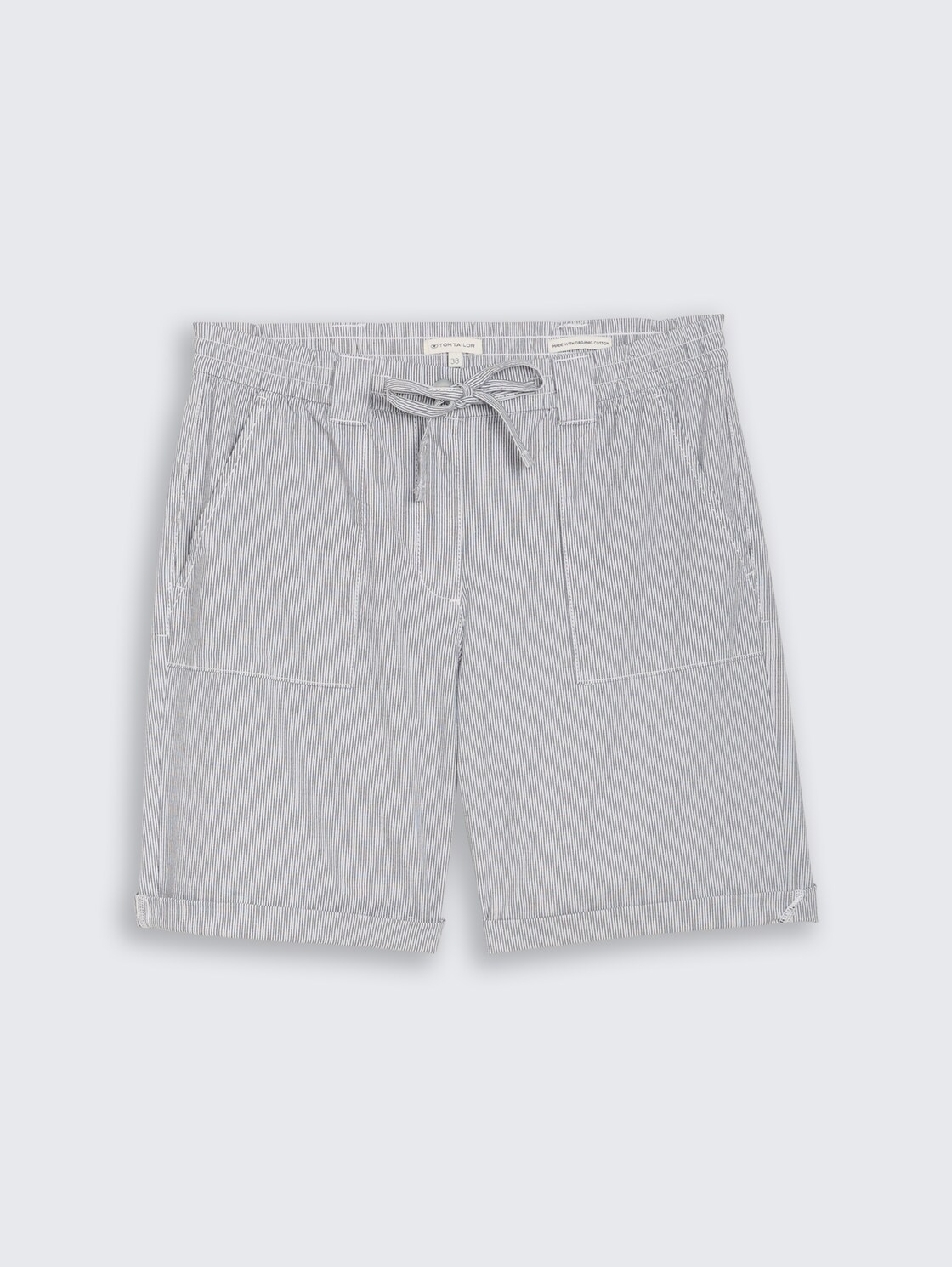 Chino Bermuda Shorts mit Kordelzug - delicate navy white stripe - Vorder-Produkt-Ansicht