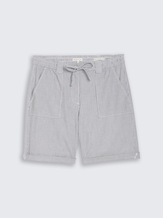 Chino Bermuda Shorts mit Kordelzug von Women, delicate navy white stripe