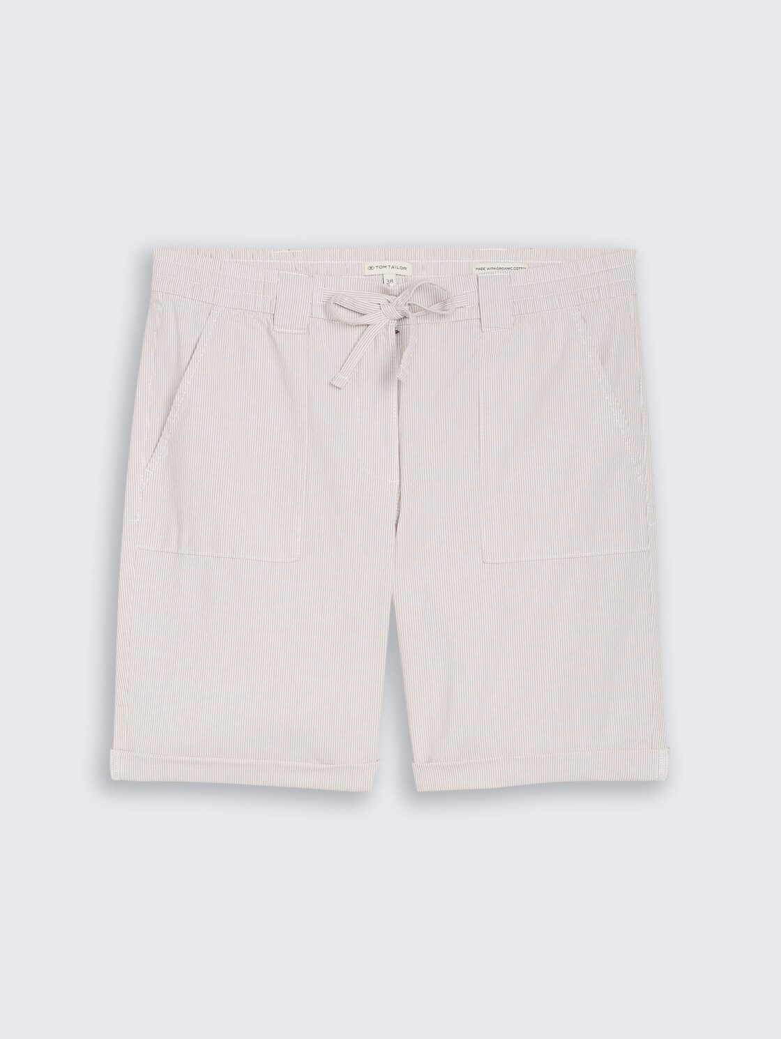 Chino Bermuda Shorts mit Kordelzug - delicate taupe grey stripe - Vorder-Produkt-Ansicht