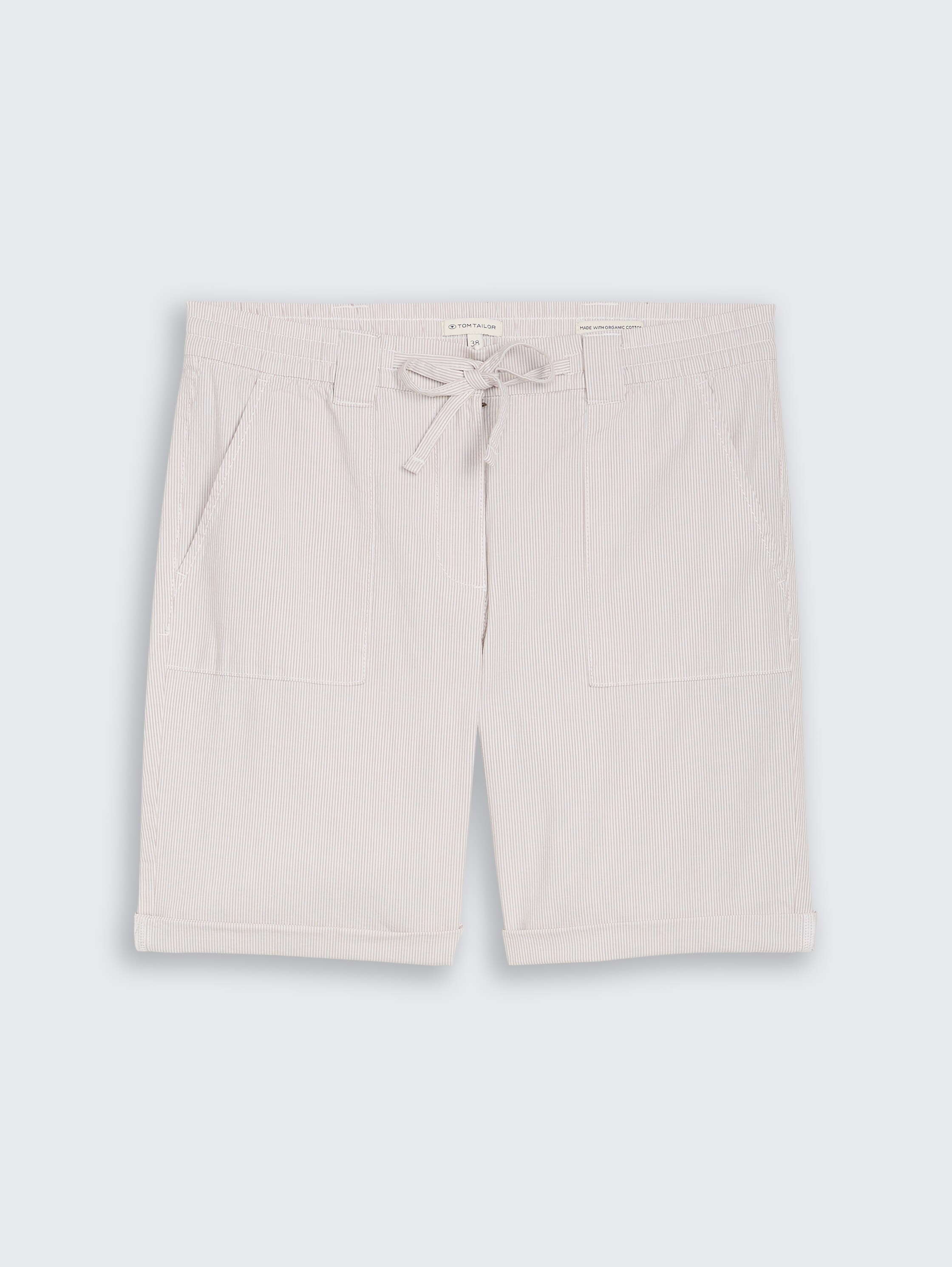 Chino Bermuda shorts with drawstring - delicate_taupe_grey_stripe - 