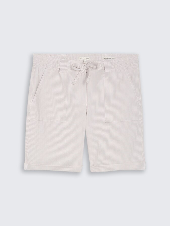 Chino Bermuda Shorts mit Kordelzug von Women, delicate taupe grey stripe