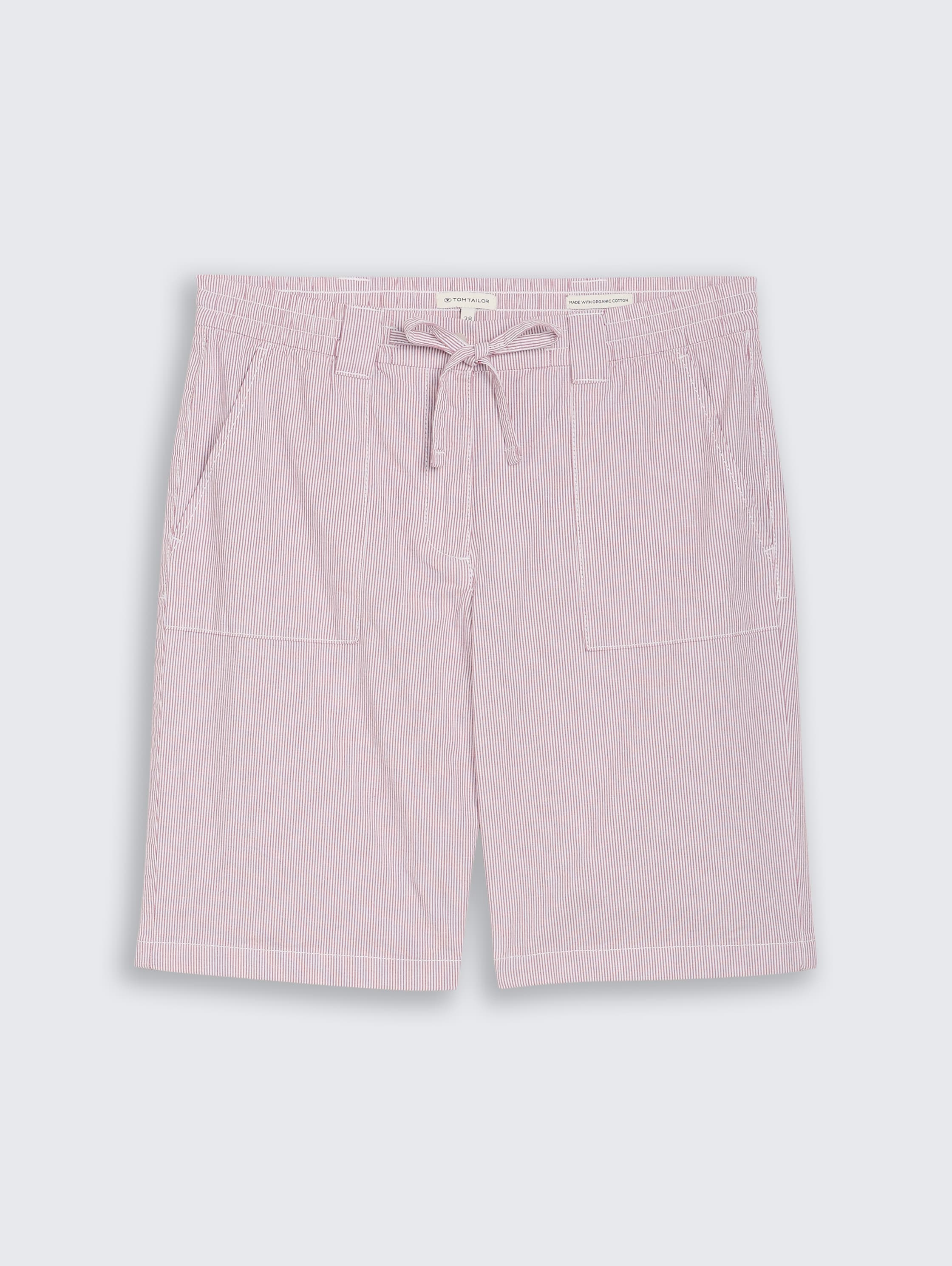 Chino Bermuda shorts with drawstring - soft_berry_pink_stripe - 