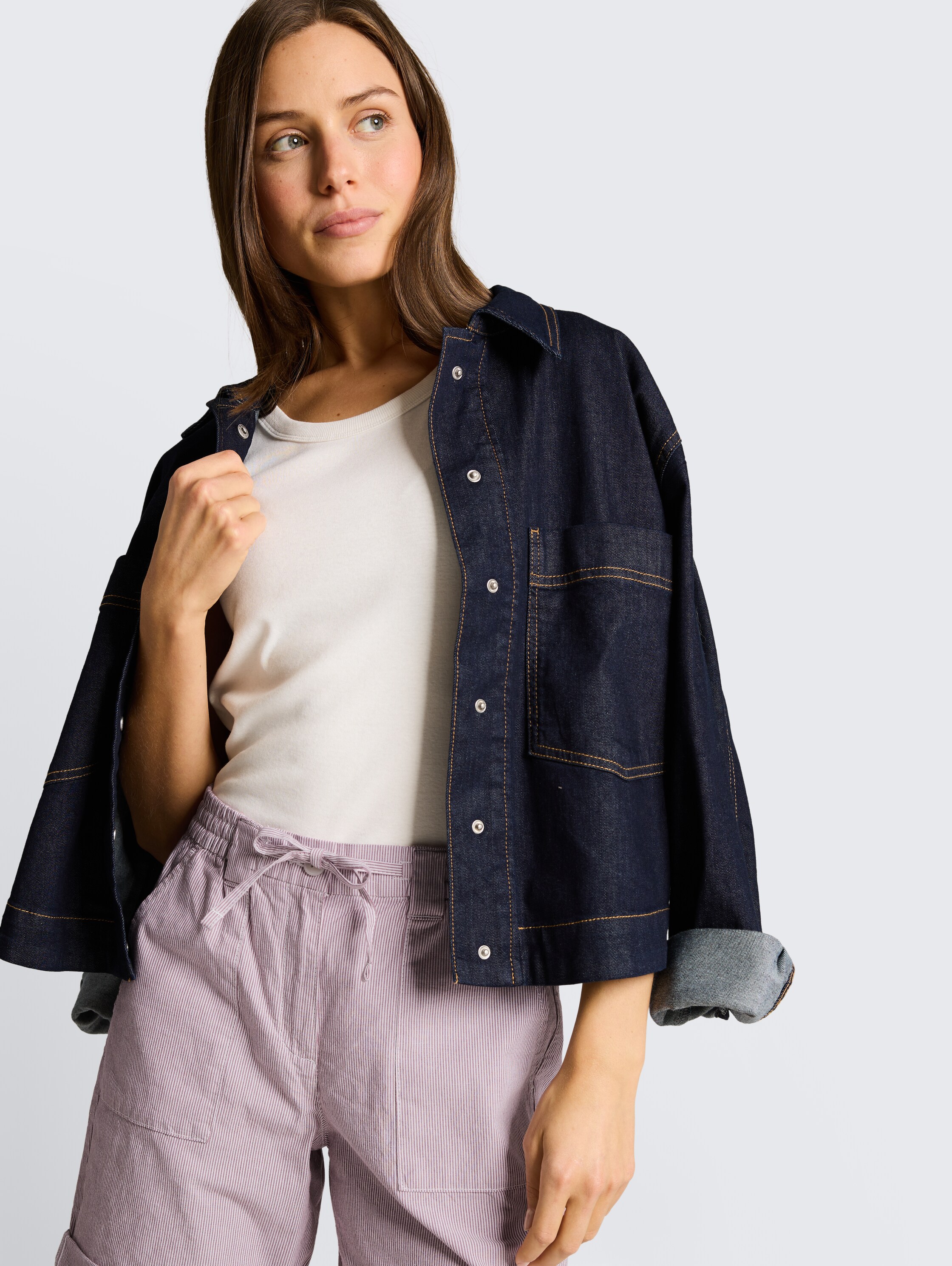 Chino Bermuda shorts with drawstring - soft_berry_pink_stripe - 