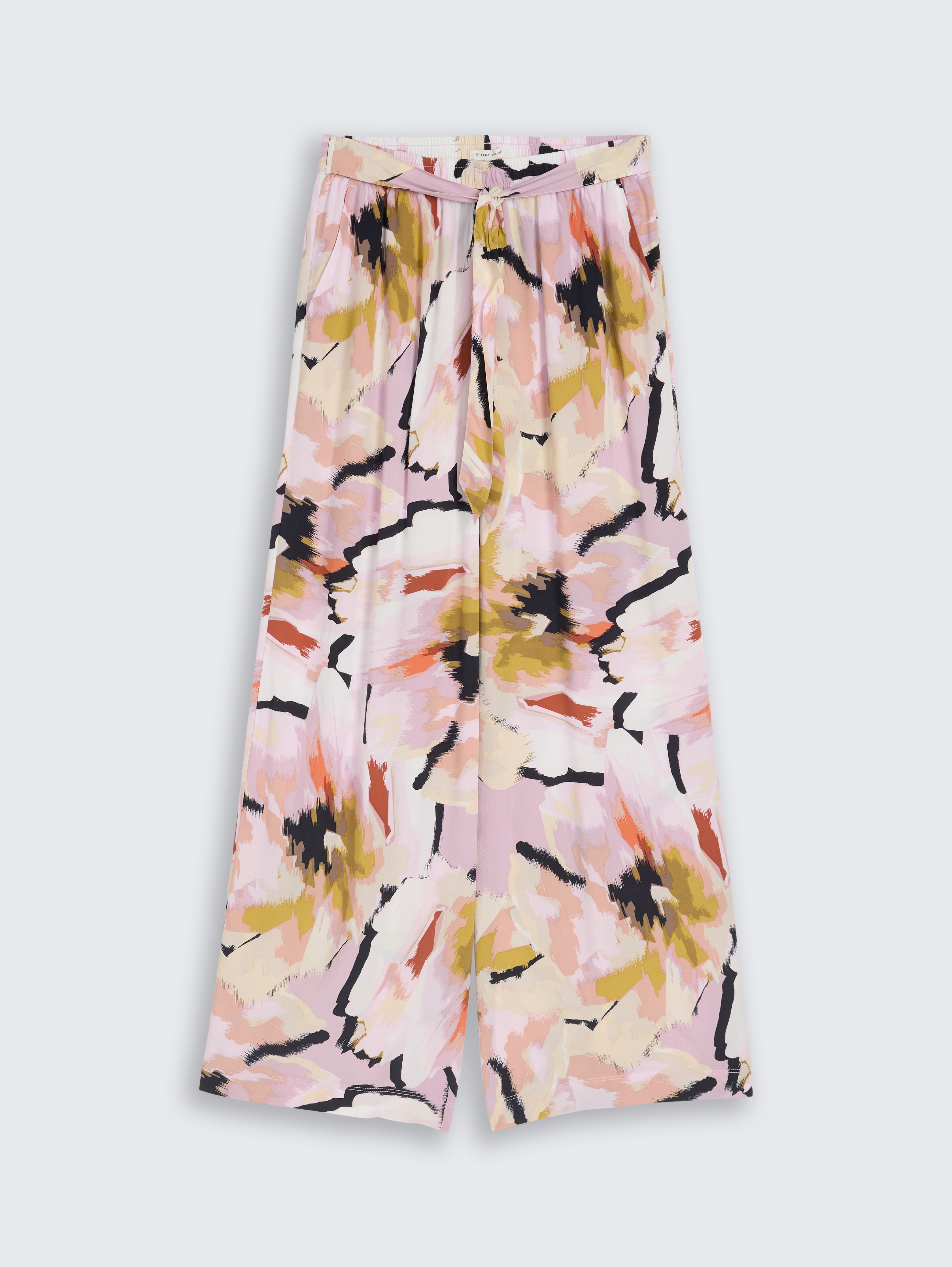 Losvallende palazzo broek met patroon door Women, big abstract flower print