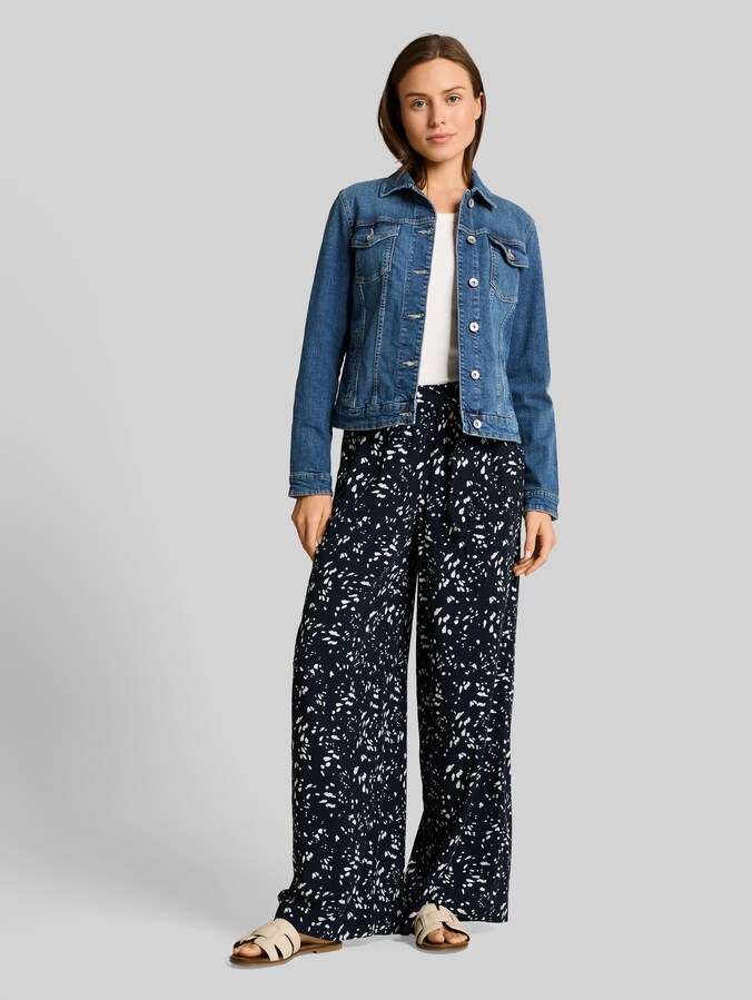 Losvallende palazzo broek met patroon door Women, navy dot