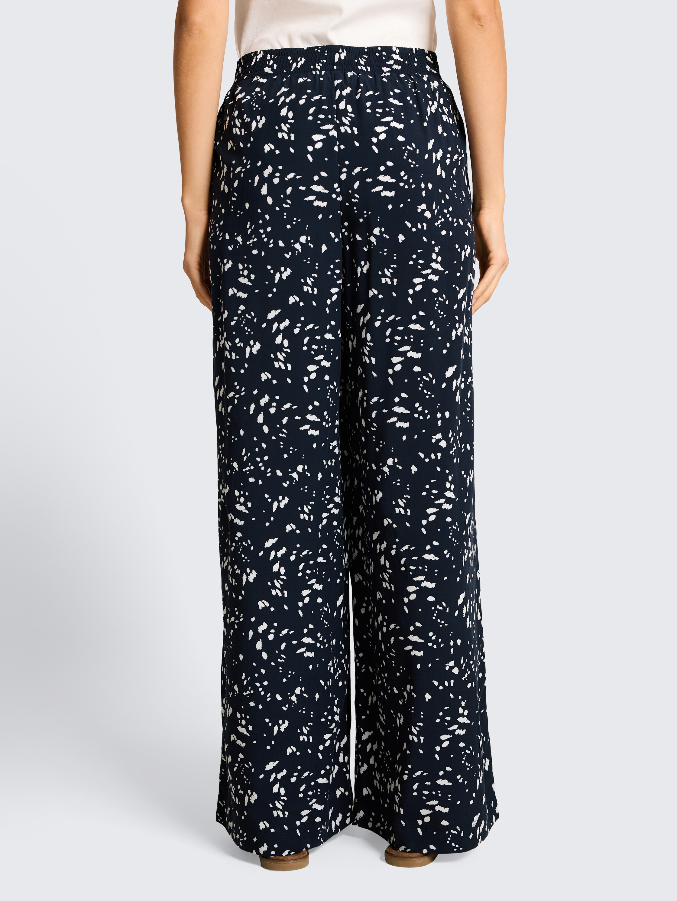 Loose fit palazzo trousers with pattern - navy_dot - 