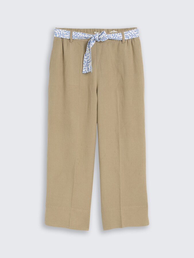 Culotte Hose mit Leinenanteil von Women, Silver Olive