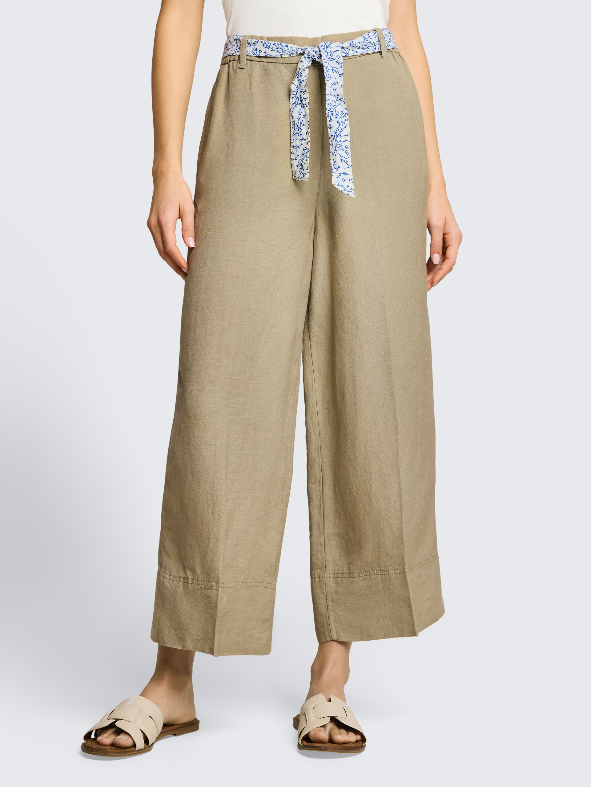 Culotte met linnen - Silver Olive - Nek model vooraanzicht