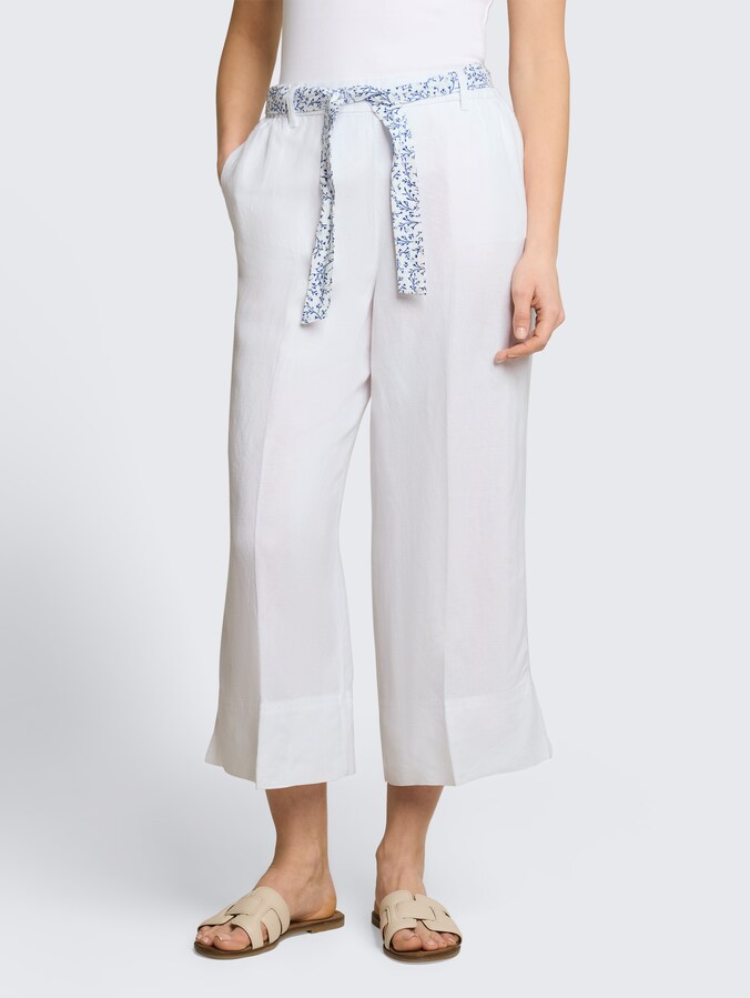 Culotte broek met linnen door Women, White