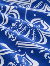 Wide Leg Hose mit Leinenanteil - blue flower tile design - Material-Ansicht