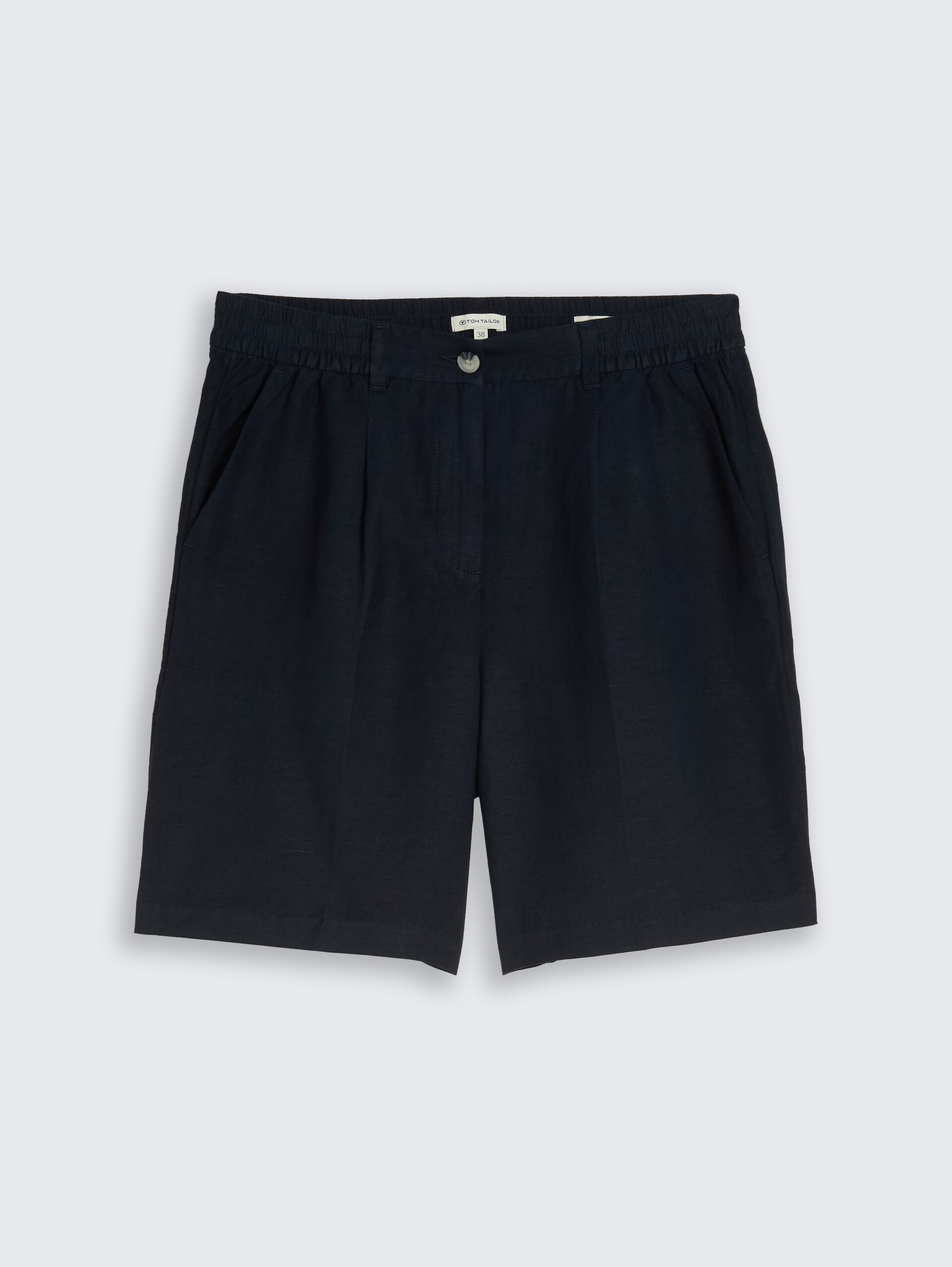 Bermudashort met losse pasvorm en linnen - sky captain blue - Product vooraanzicht