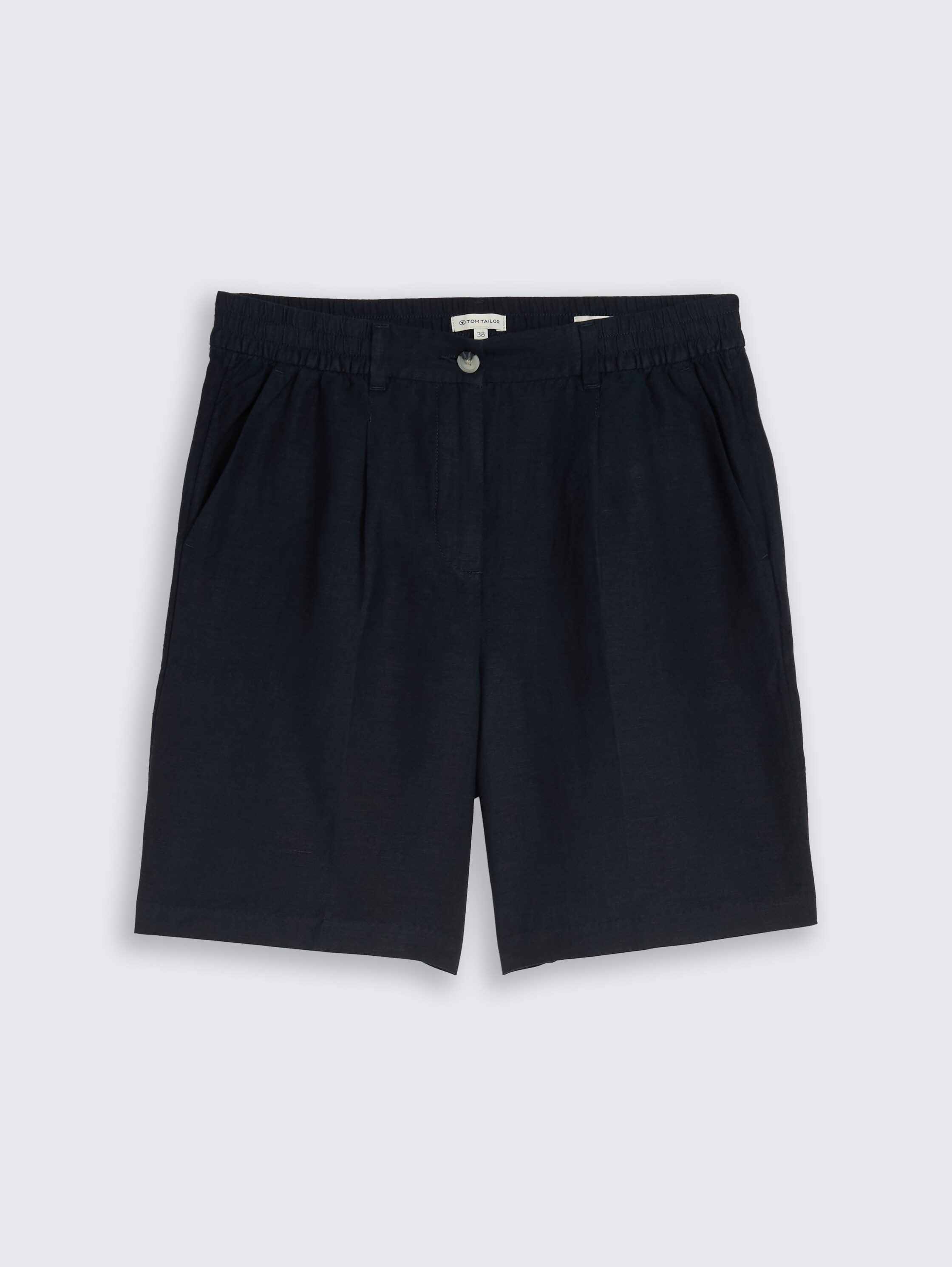 Bermudashort met losse pasvorm en linnen - sky_captain_blue_1 - 