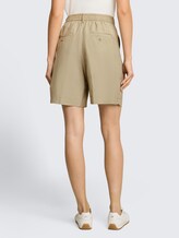 Bermudashort met losse pasvorm en linnen - Silver Olive - Neklijn model-achteraanzicht