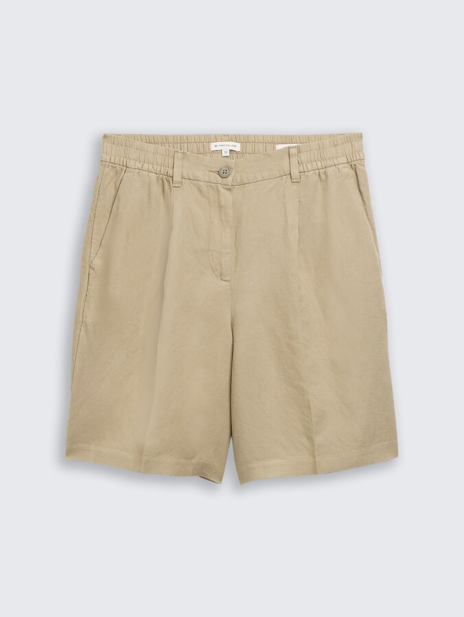 Bermudashort met losse pasvorm en linnen door Women, Silver Olive