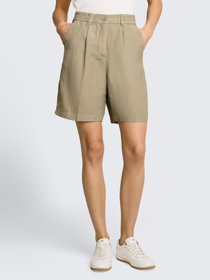 Bermudashort met losse pasvorm en linnen door Women, Silver Olive