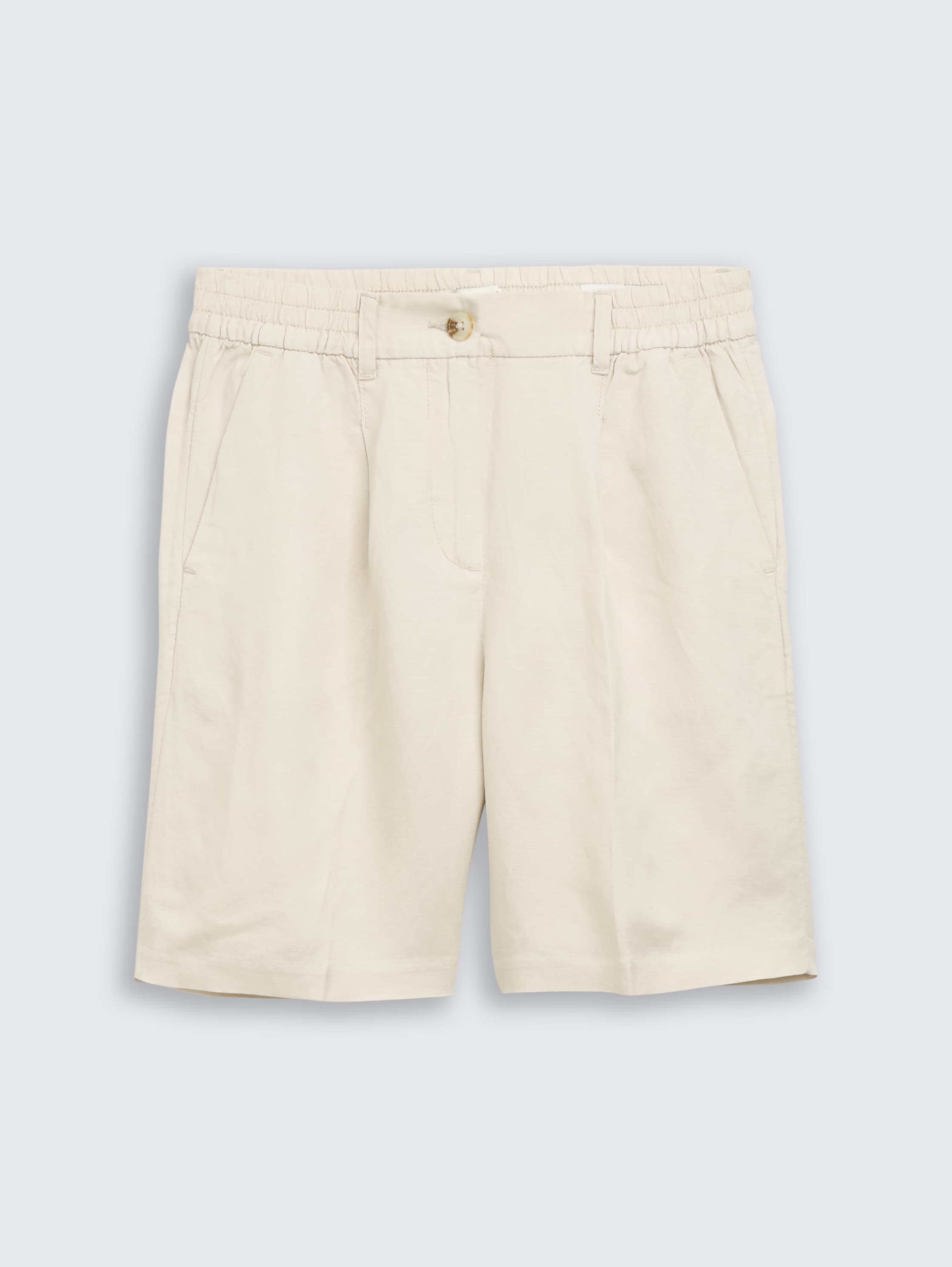 Bermudashort met losse pasvorm en linnen - sand_stone_beige - 