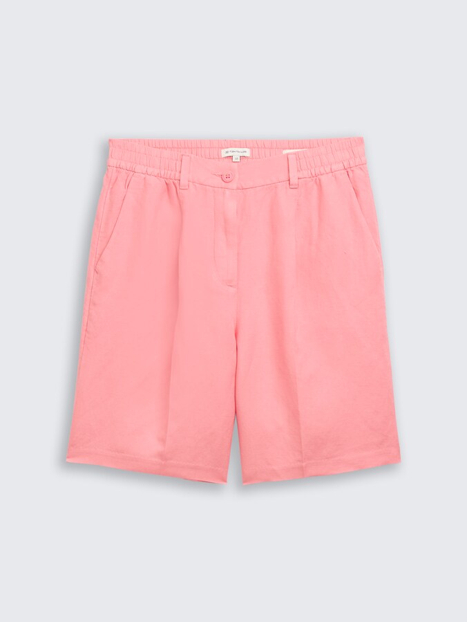 Bermudashort met losse pasvorm en linnen door Women, soft fuchsia pink