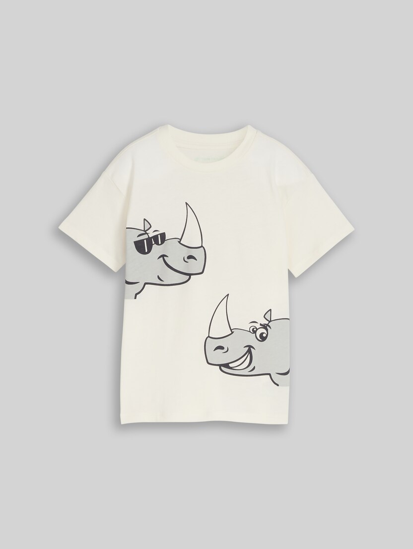 Oversize T-Shirt mit Print von Mini Boys, Wool White