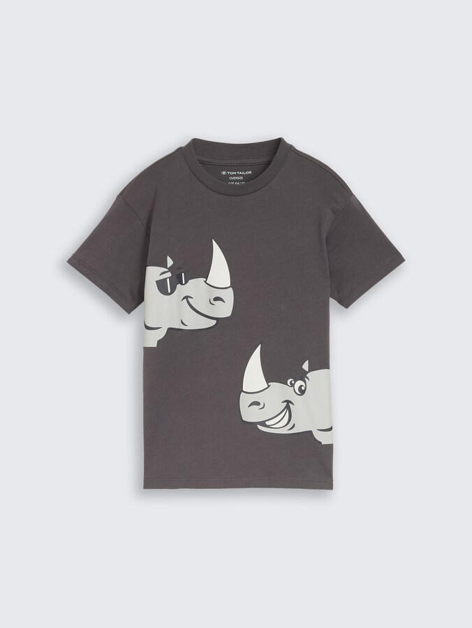 Oversized T-shirt with back print by Mini Boys, dark urban grey