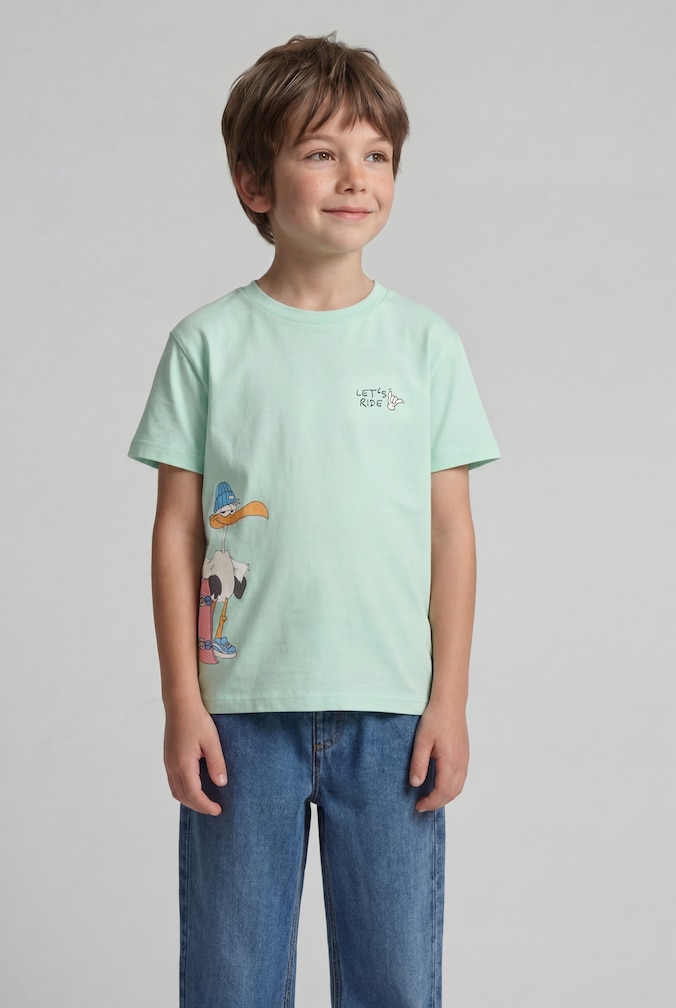 Oversize T-Shirt mit Rückenprint von Mini Boys, light bay green