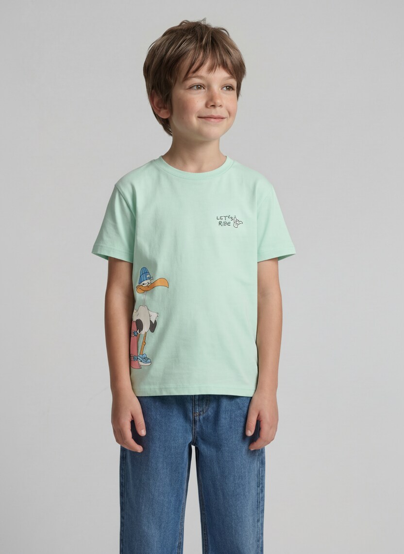 Oversize T-Shirt mit Print von Mini Boys, light bay green