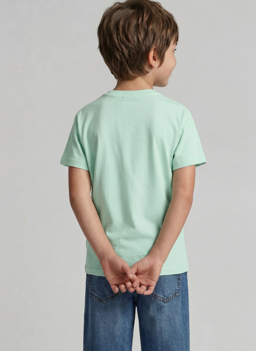 Oversize T-Shirt mit Rückenprint - light bay green - Auschnitt Model-Rückansicht