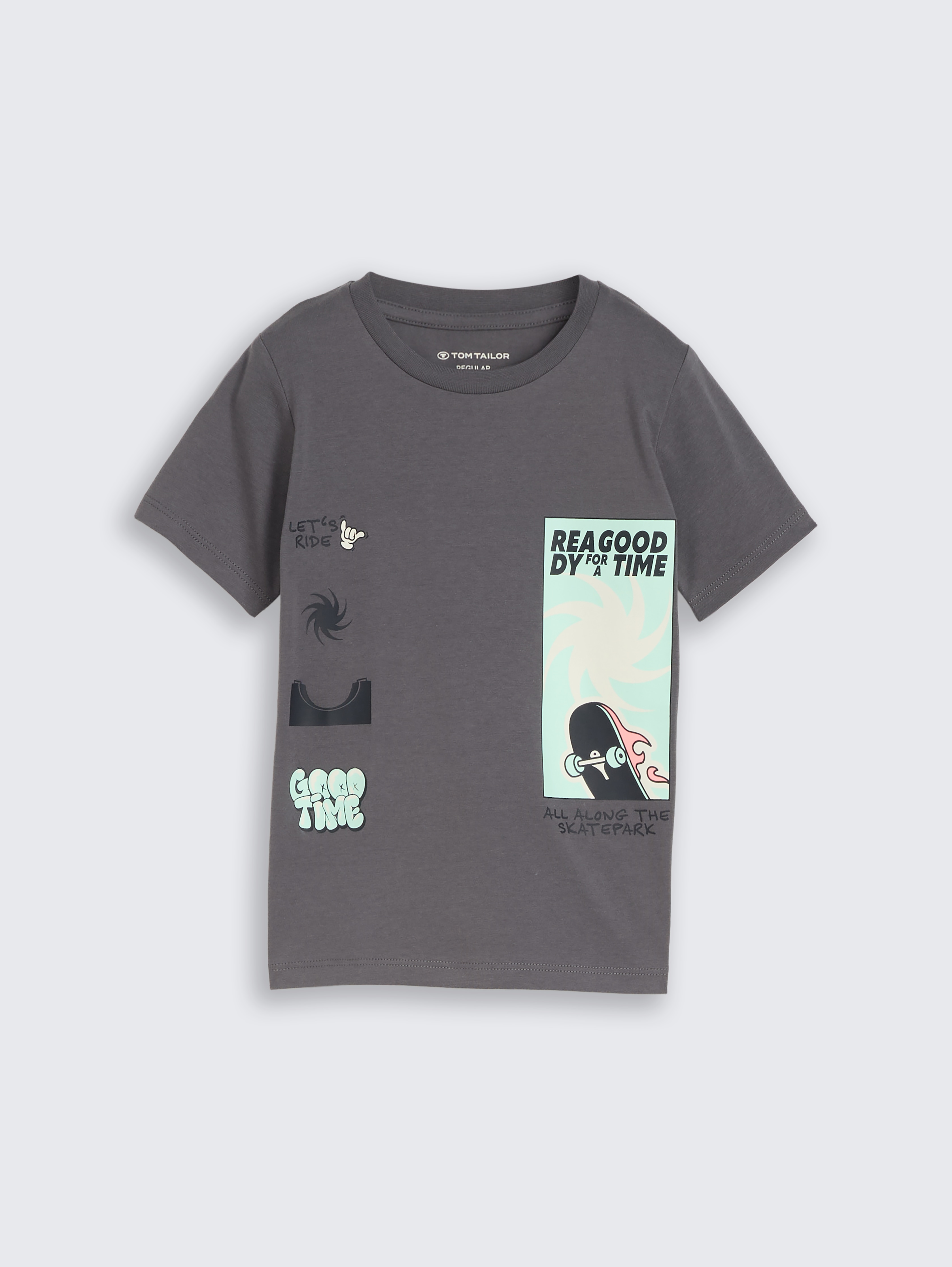 T-Shirt mit Foto-Print von Mini Boys, dark urban grey