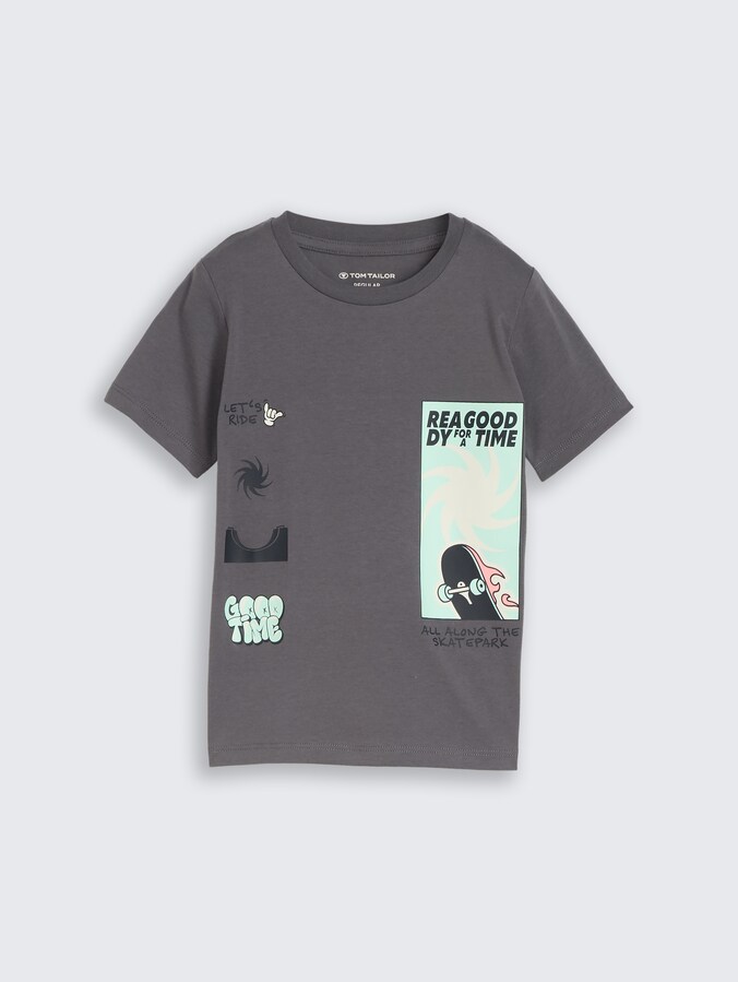 T-shirt with photo print by Mini Boys, dark urban grey