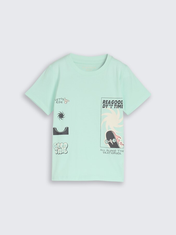T-shirt with photo print by Mini Boys, light bay green