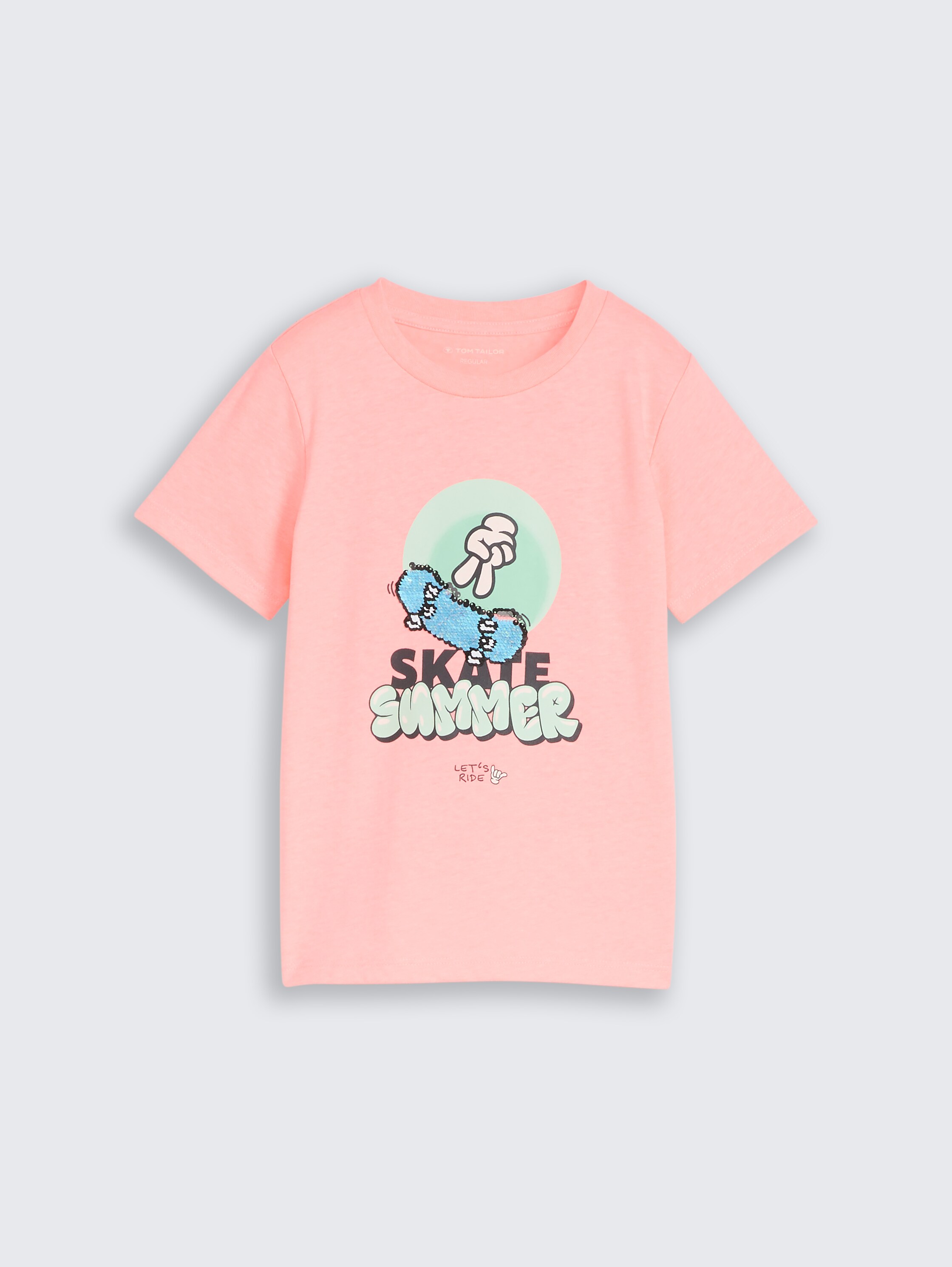 T-shirt met omkeerbare pailletten - soft_neon_pink - 