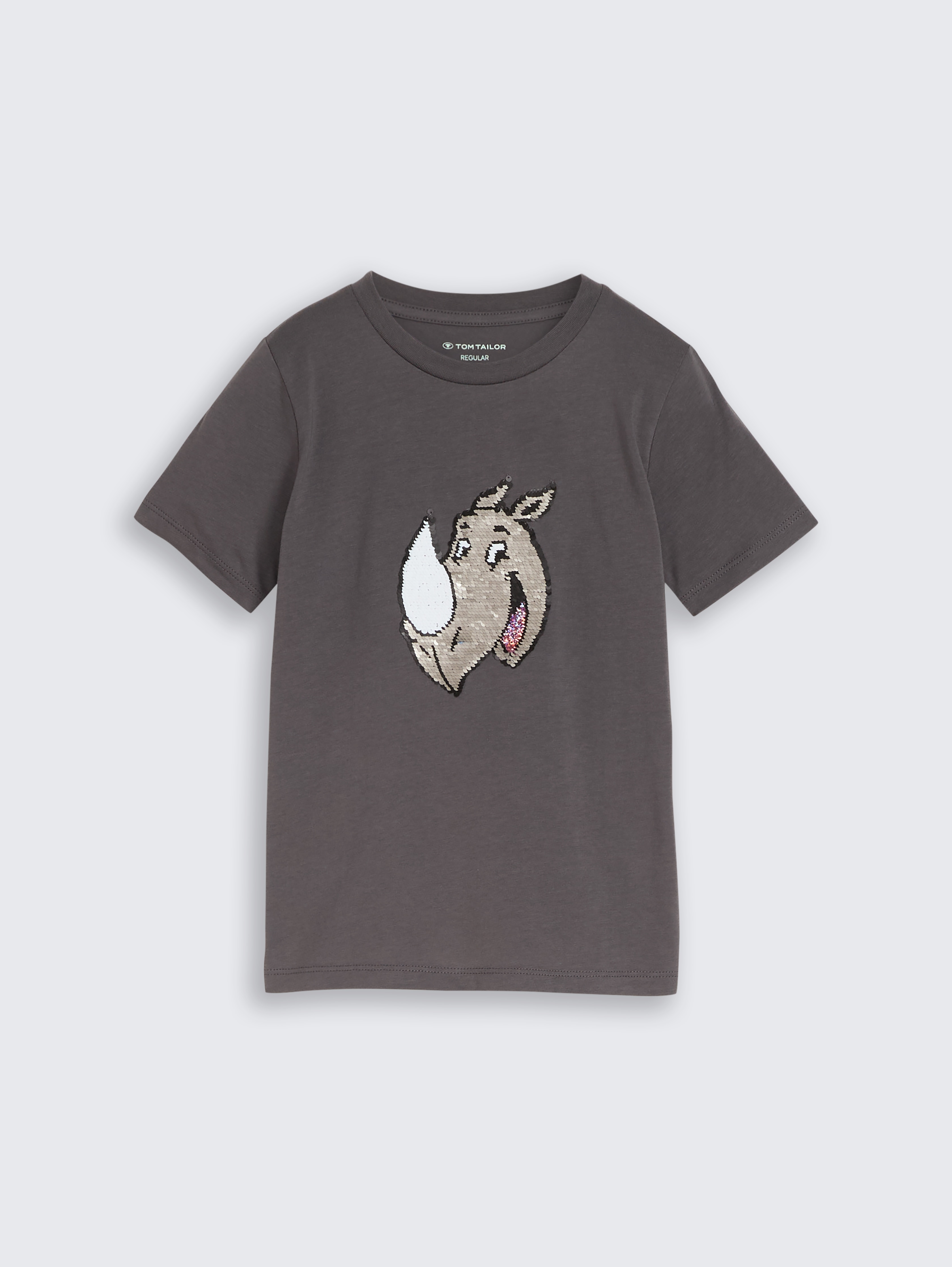 T-Shirt mit Wendepailletten von Mini Boys, dark urban grey