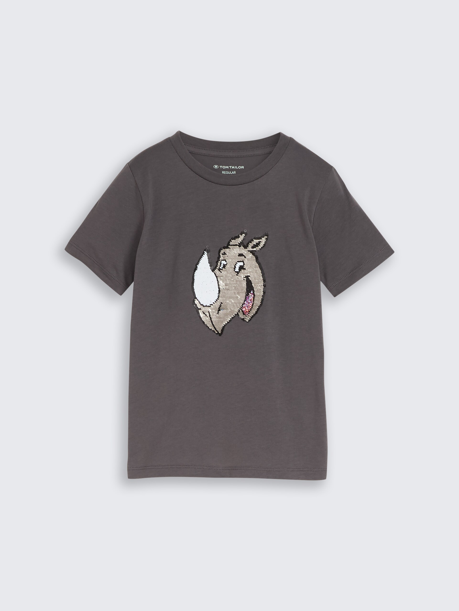 T-Shirt mit Wendepailletten - dark urban grey - Vorder-Produkt-Ansicht