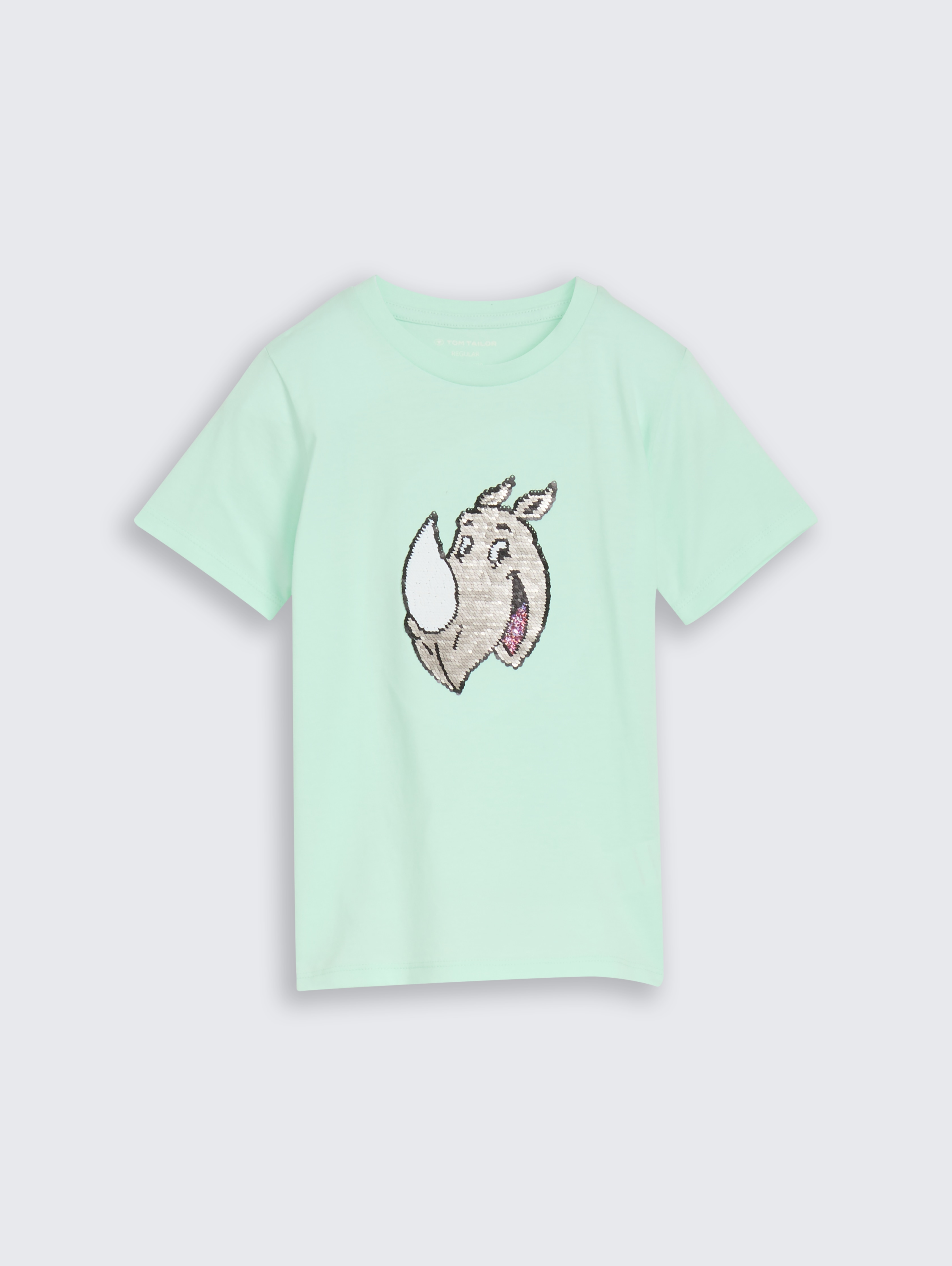 T-Shirt mit Wendepailletten von Mini Boys, light bay green