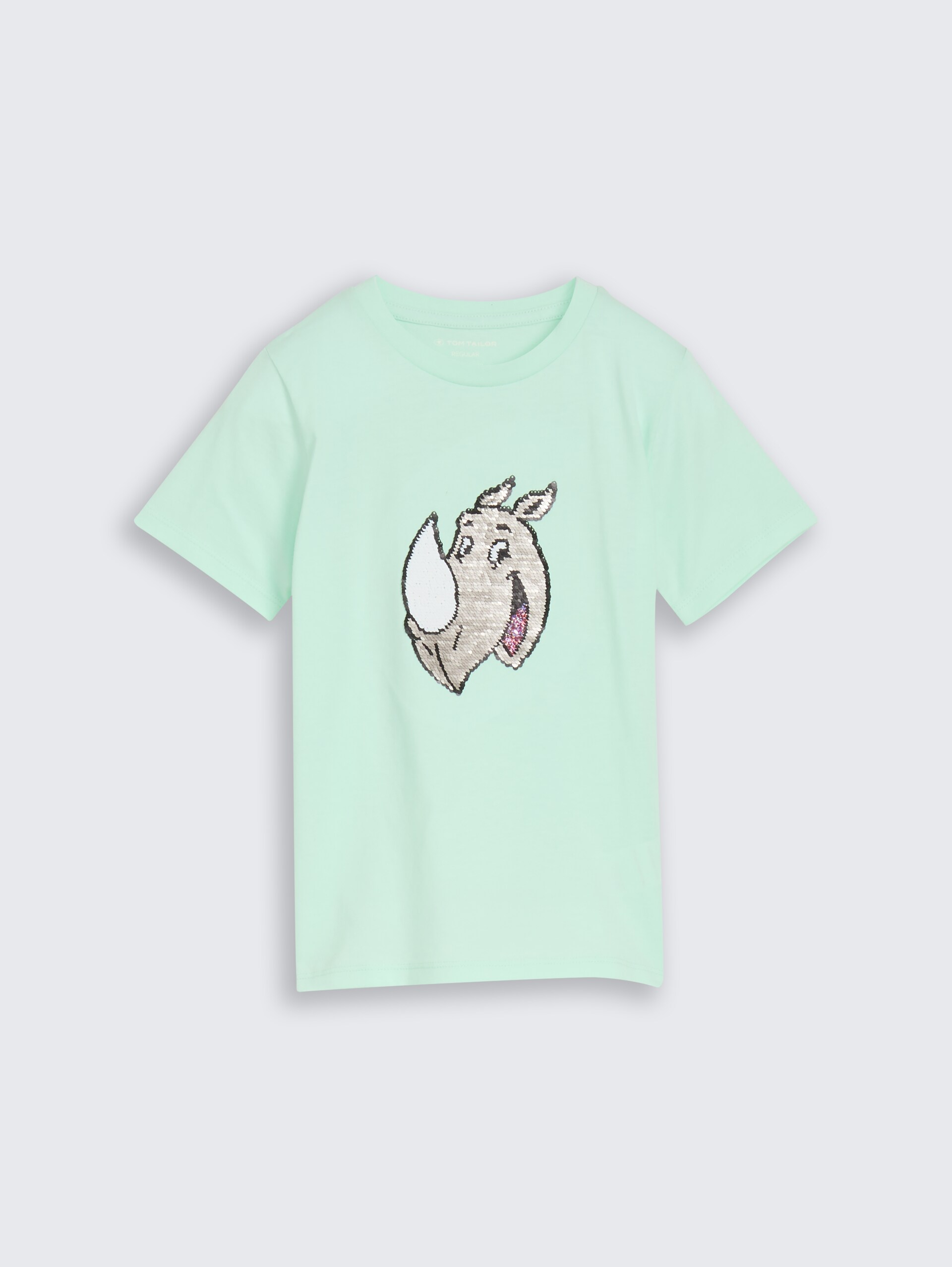 T-shirt met omkeerbare pailletten - light bay green - Product vooraanzicht