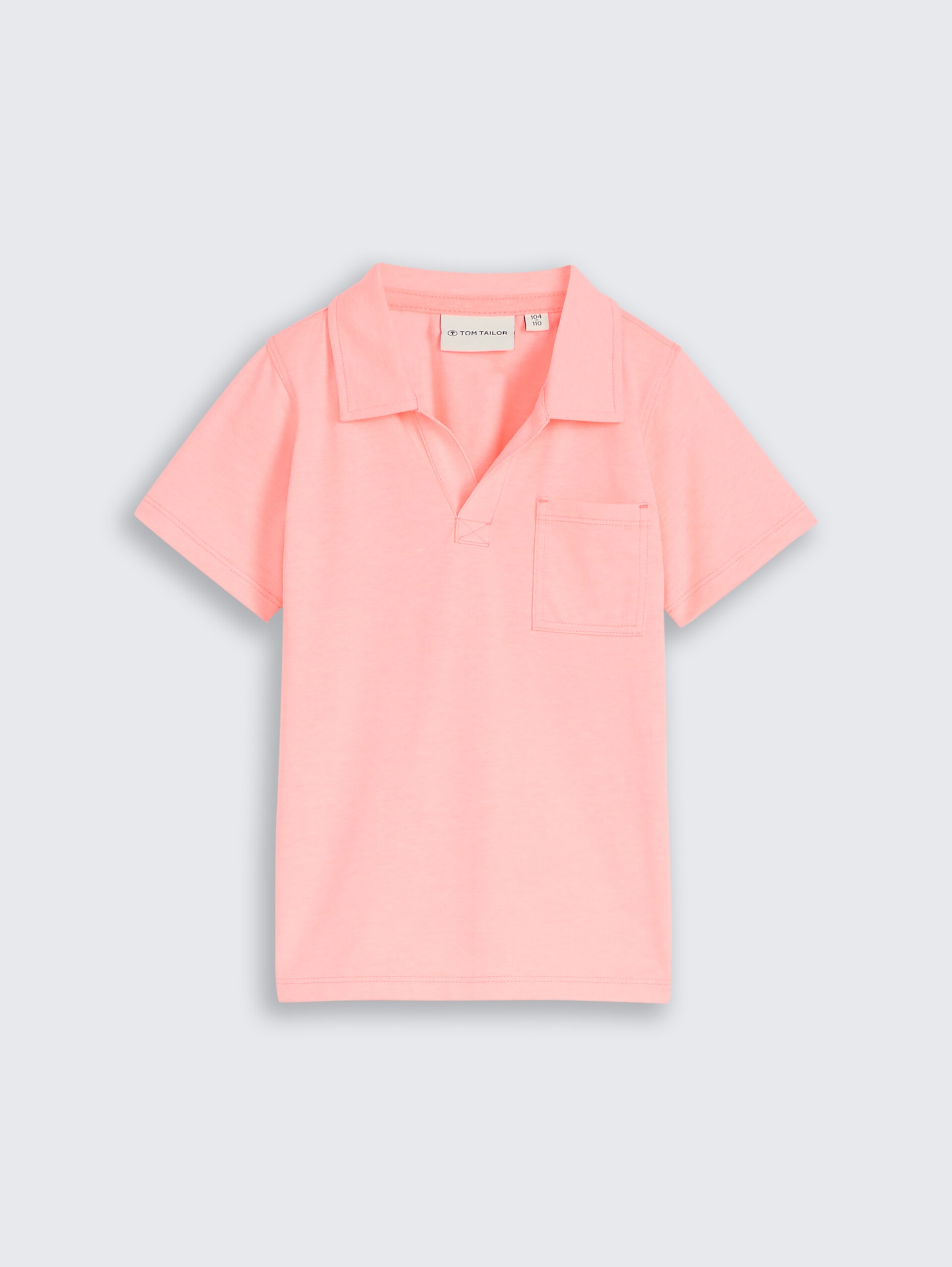 Heavy-Jersey Poloshirt mit Brusttasche - soft neon pink