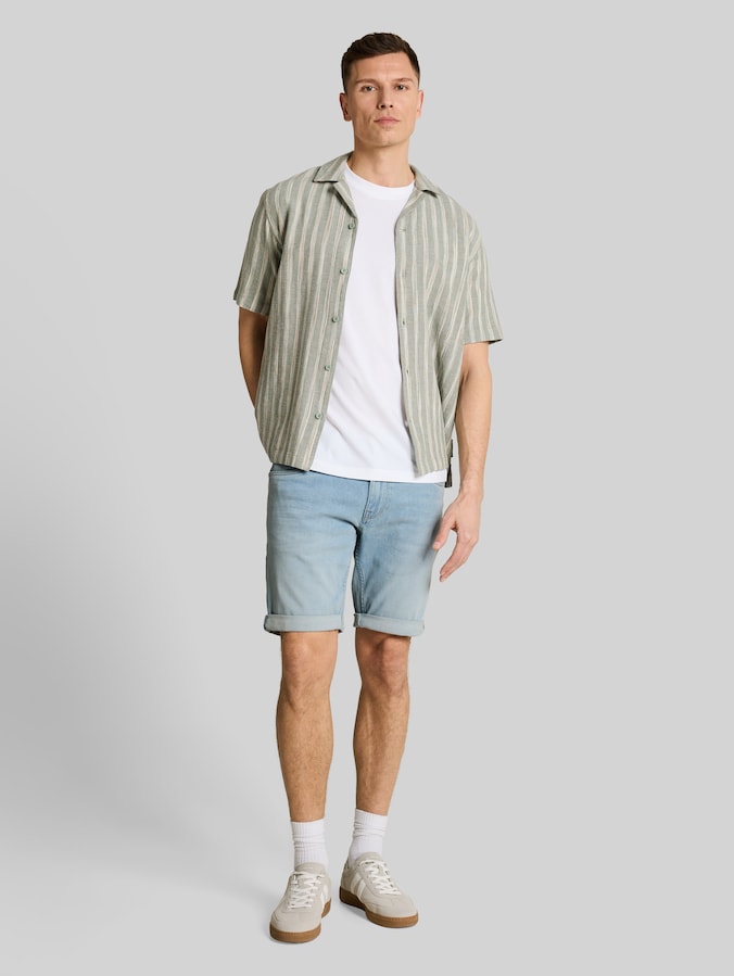 TTPIERS SLIM jeansshort met superstretch door Denim Male, Used Bleached Blue Denim