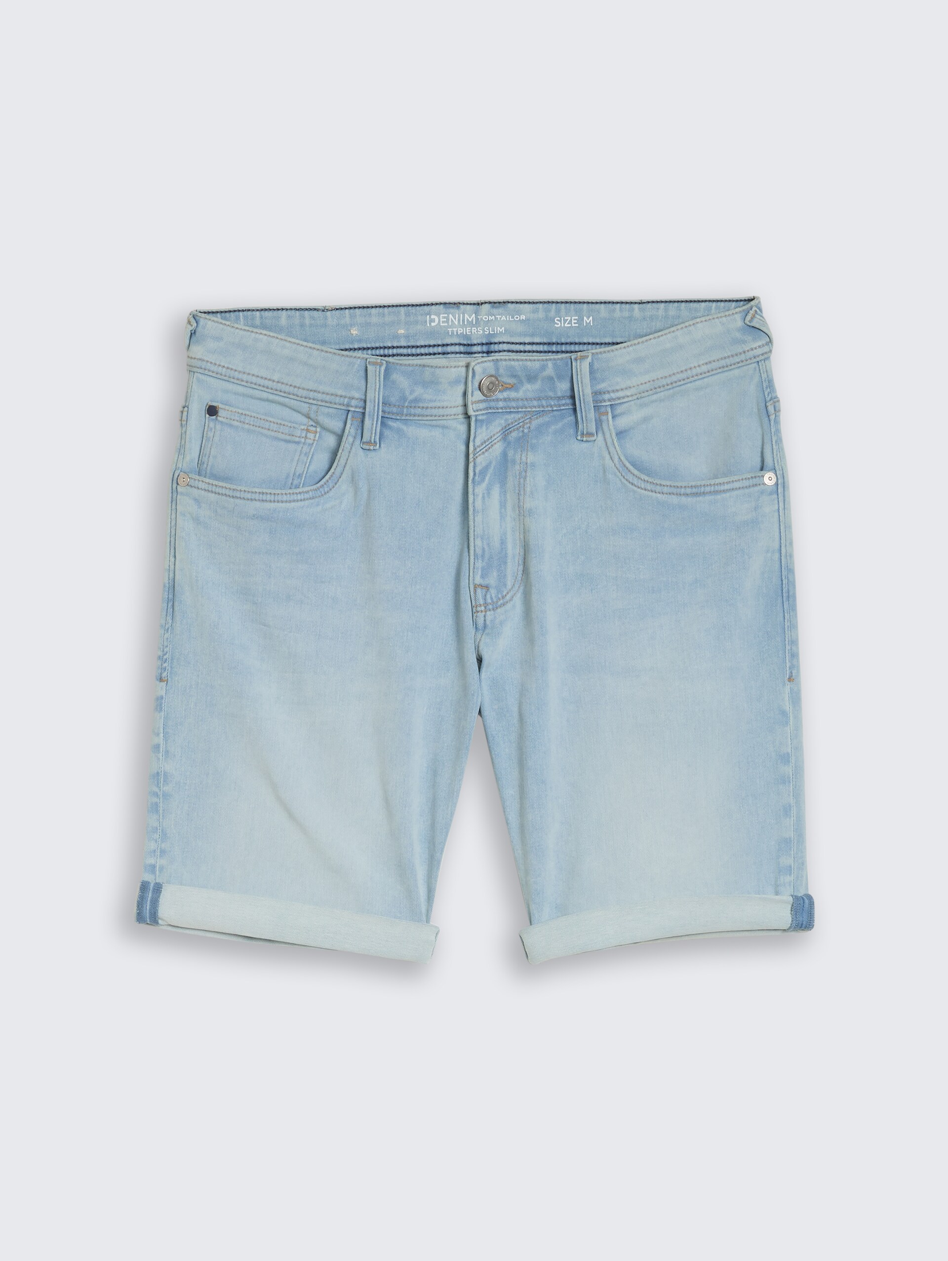 TTPIERS SLIM jeansshort met superstretch - Used Bleached Blue Denim - Product vooraanzicht