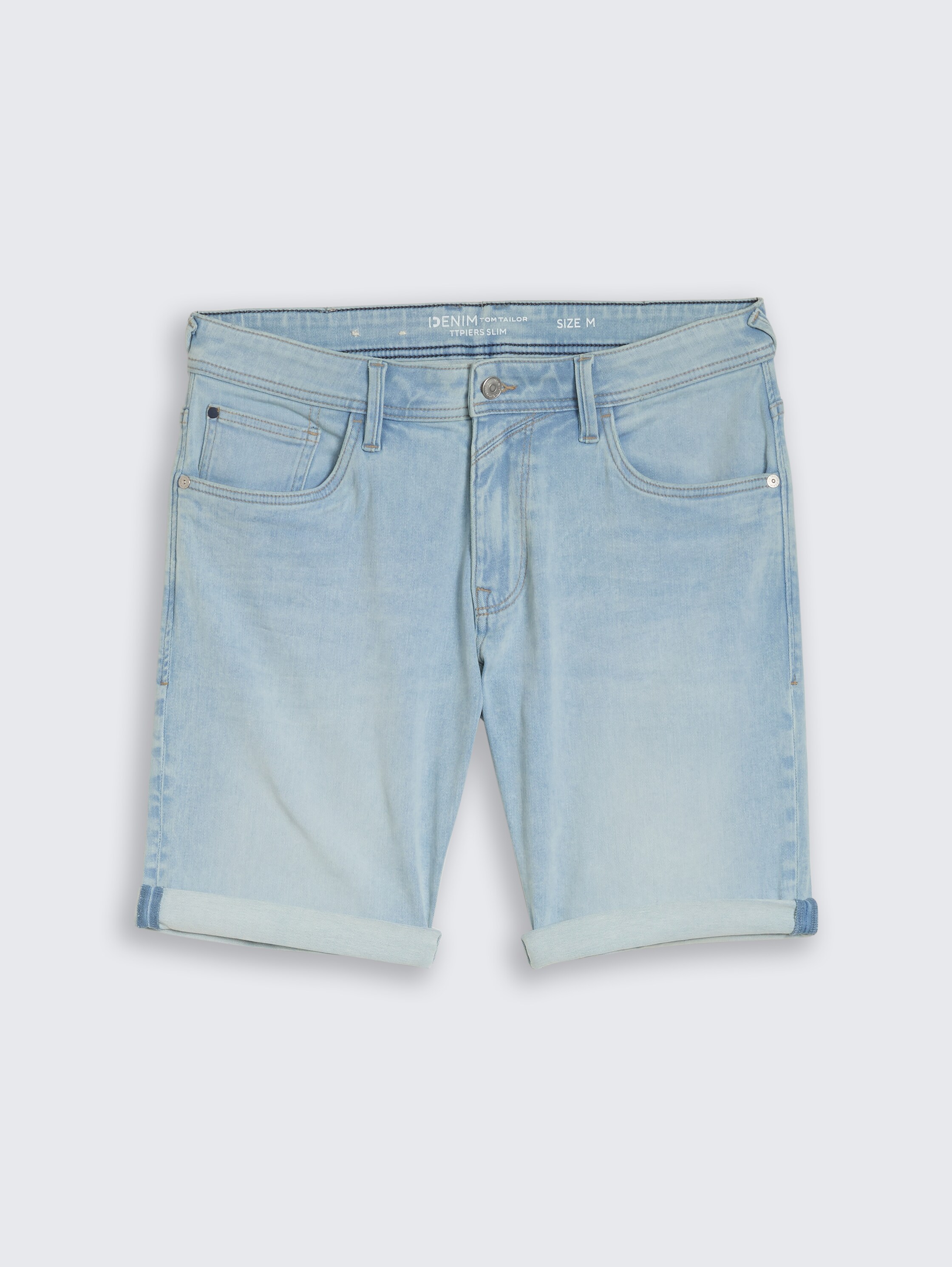 TTPIERS SLIM denim shorts with super stretch - used_bleached_blue_denim - 