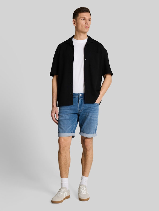 TTPIERS SLIM Short en jean super stretch par Denim Male, mid stone bright blue denim