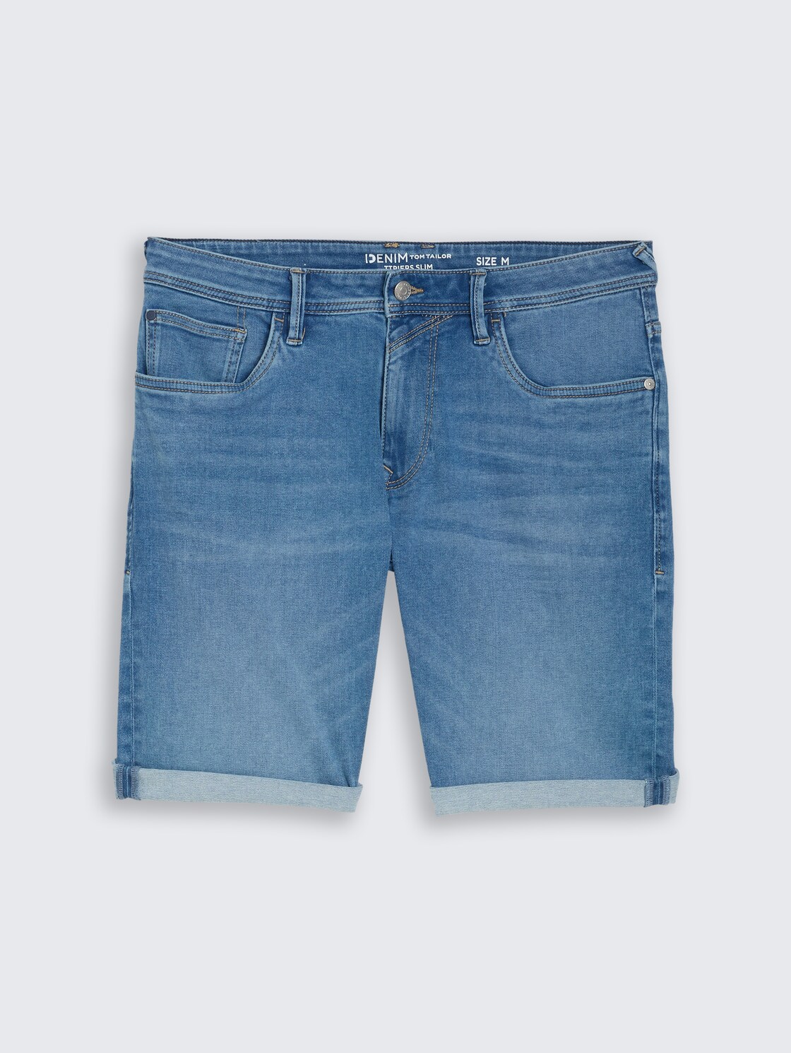 TTPIERS SLIM Jeans Shorts mit Superstretch - mid stone bright blue denim - Vorder-Produkt-Ansicht