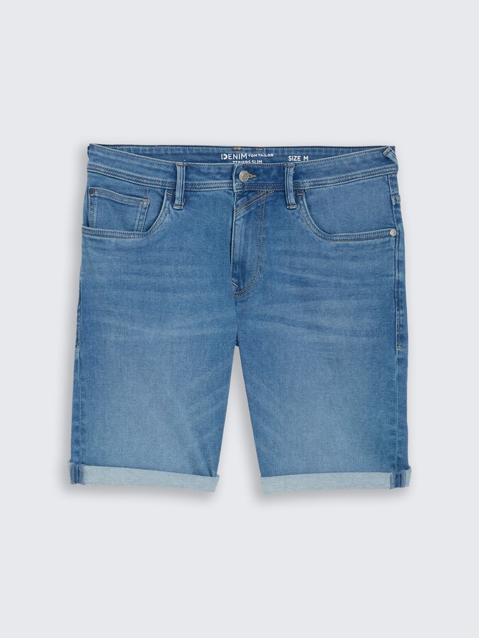 TTPIERS SLIM Jeans Shorts mit Superstretch von Denim Male, mid stone bright blue denim