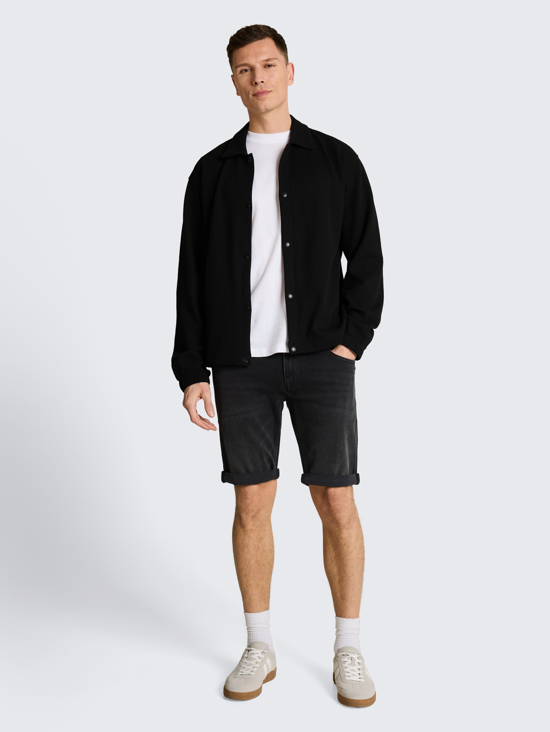 TTPIERS SLIM jeansshort met superstretch - used_dark_stone_black_denim - 