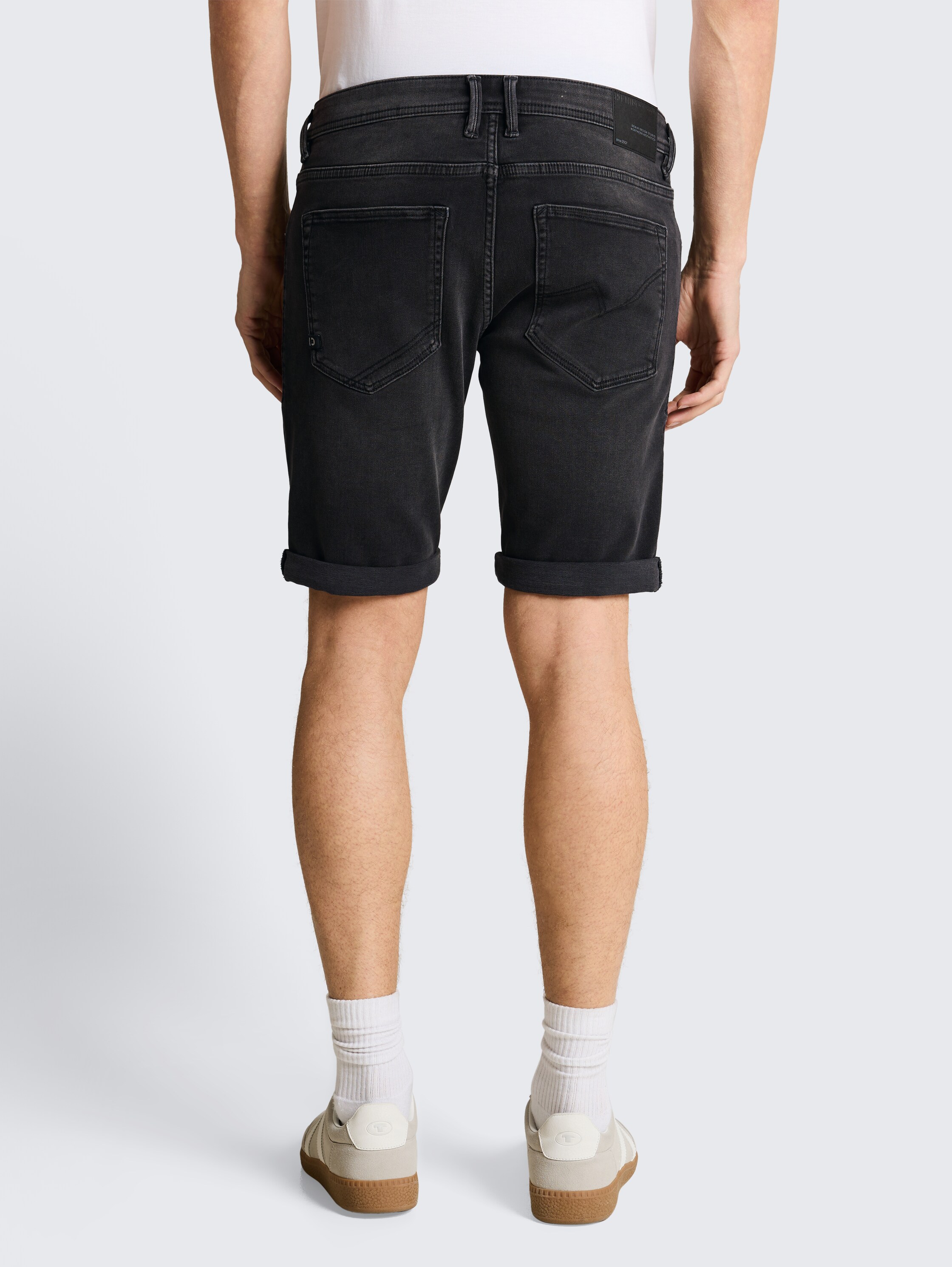 TTPIERS SLIM jeansshort met superstretch - used_dark_stone_black_denim - 