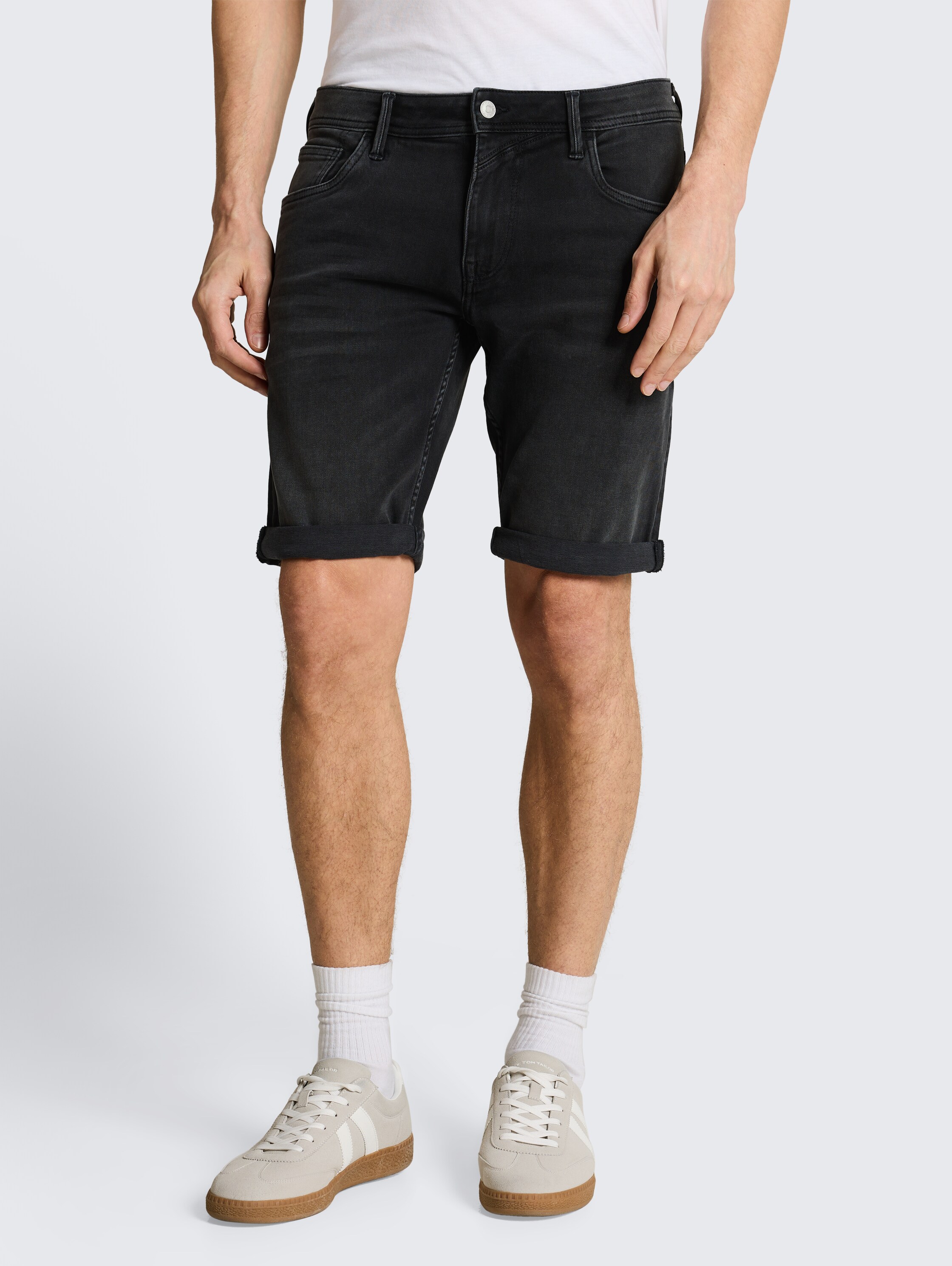 TTPIERS SLIM jeansshort met superstretch - used_dark_stone_black_denim - 